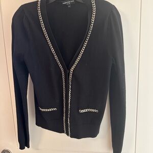 Generation Love Black Cardigan with Silver chain Accents